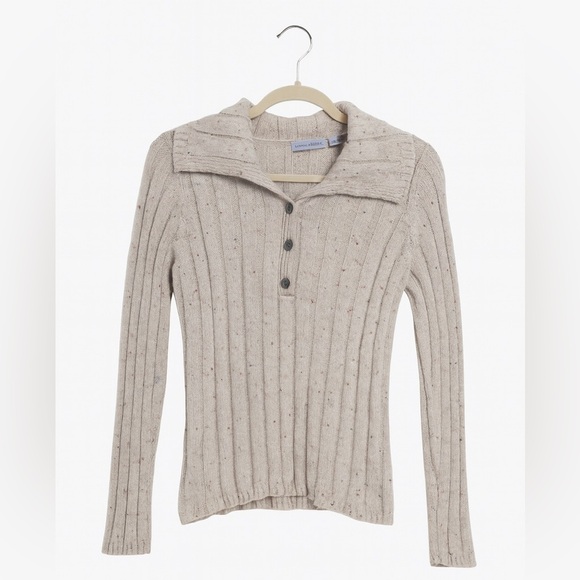 Liz Claiborne Sweaters - Liz Claiborne Women's Size XL Cream Sweater W 3-Button Neck Colorful Accents.